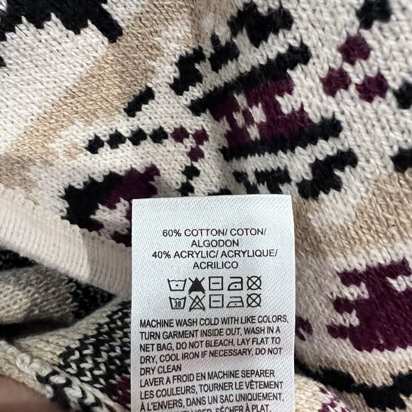 Lucky Brand Aztec Jacquard Open Front Long Sleeve Knit Cardigan Size XL Boho - Picture 7 of 9